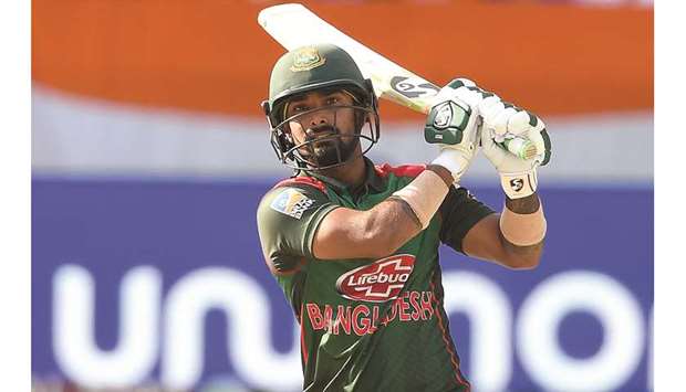 Bangladesh batsman Liton Das plays a shot during Asia Cup final against India at the Dubai International Cricket Stadium in Dubai on Friday. (AFP)