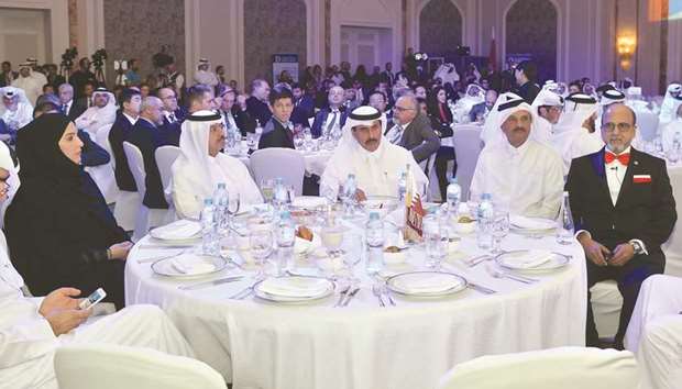 HE the Governor of Qatar Central Bank Sheikh Abdulla bin Saoud al-Thani; Doha Bank chairman Sheikh Fahad bin Mohamed bin Jabor al-Thani; managing director Sheikh Abdul Rehman bin Mohamed bin Jabor al-Thani, and CEO Dr R Seetharaman during the Doha Bank forum titled u2018Qataru2019s Resilience Post Blockade u2013 A Year Onu2019. PICTURE: Noushad Thekkayil