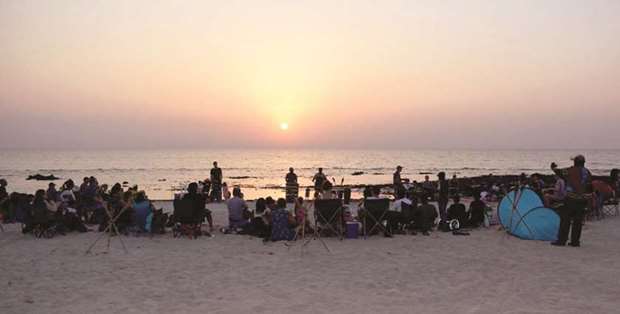 MUSIC CIRCLE: The event was organised at a beautiful picnic area in Dukhan, at the sea-shores near Umm Bab beach during the sunset.     Photos supplied