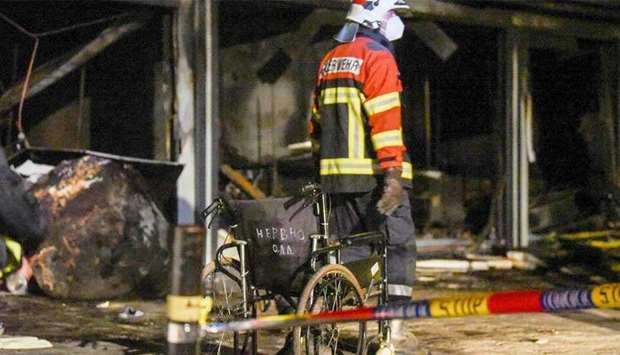 At least 14 people died in the fire at a Covid-19 unit at a hospital in Tetovo, North Macedonia Arbnora. (AFP) 