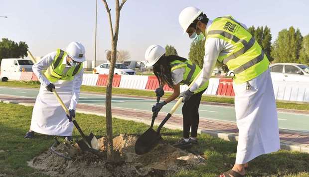 The event, a part of the ongoing Qatar Beautification and Our Kids Planting Trees Campaign to Plant Million Trees, was held in co-ordination with the Ministry of Municipality and Environment (MME).