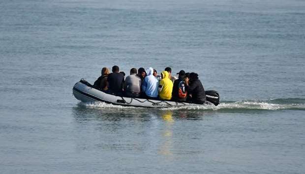 (File photo) A dinghy near Deal, England, in September after crossing from France. (AFP via GettyImages)