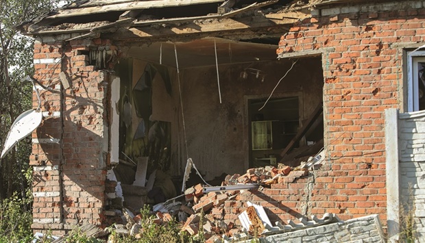 A residential house damaged by shelling, as Russiau2019s attack on Ukraine continues, is seen in the village of Hrakove, recently liberated by Ukrainian Armed Forces, in Kharkiv region, yesterday.