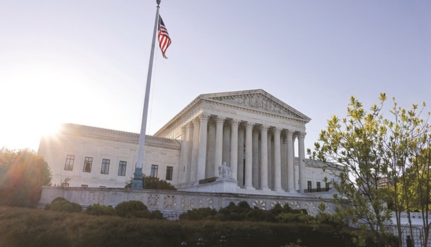 File photo shows morning rise over the US Supreme Court building, in Washington.