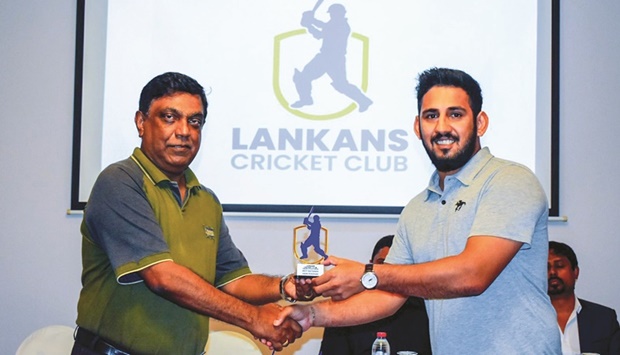 Andri Raffaelo Berenger of The Lankans Cricket Club was felicitated at a special function by Kumudu Fonseka, executive assistant manager/financial controller of M Grand Hotel.