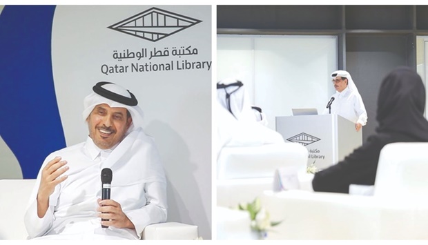 HE the former PM Sheikh Abdullah bin Nasser bin Khalifa al-Thani, left, and HE Dr Hamad bin Abdulaziz al-Kawari.