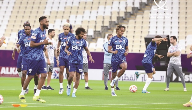 Saudi Arabiau2019s Al Hilal are seen during a training session at Lusail Stadium on Thursday.  PICTURE: QNA