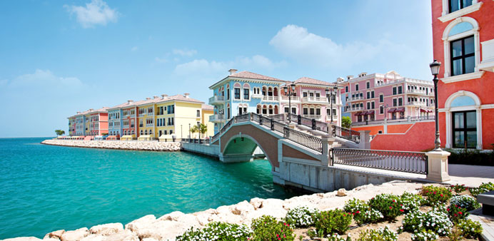 A view of the Qanat Quartier in The Pearl-Qatar.