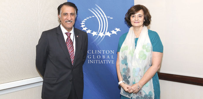 HE Sheikh Abdullah and Cherie Blair announcing the initiative. 