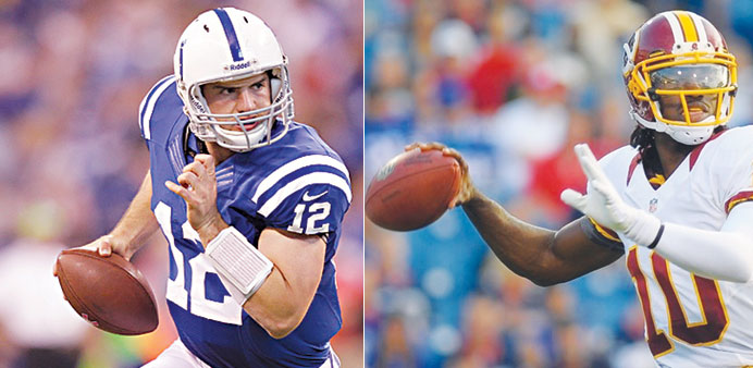 Rookie quarterbacks Andrew Luck, Robert Griffin III, Russell