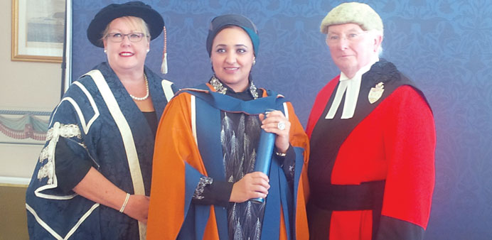 Sheikha Aisha after receiving an honorary doctorate from Plymouth University in the United Kingdom.